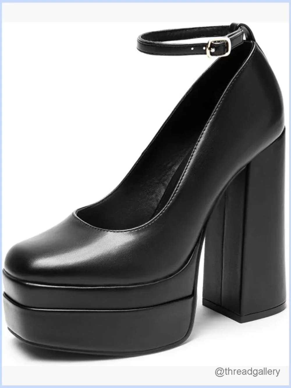Y2K Chunky Platform Pumps Square Toe Ankle Strap Party Heels 5.5